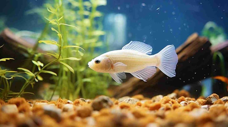 Albino Cory Catfish in a tank
